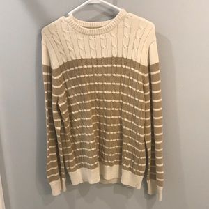 Nautica Cream and Gold Cable-knit Sweater